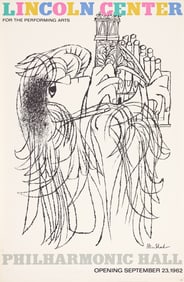 Ben Shahn (1898-1969) Lincoln Center / Philharmonic Hall. 1962. 46x29¾ inches, 116¾