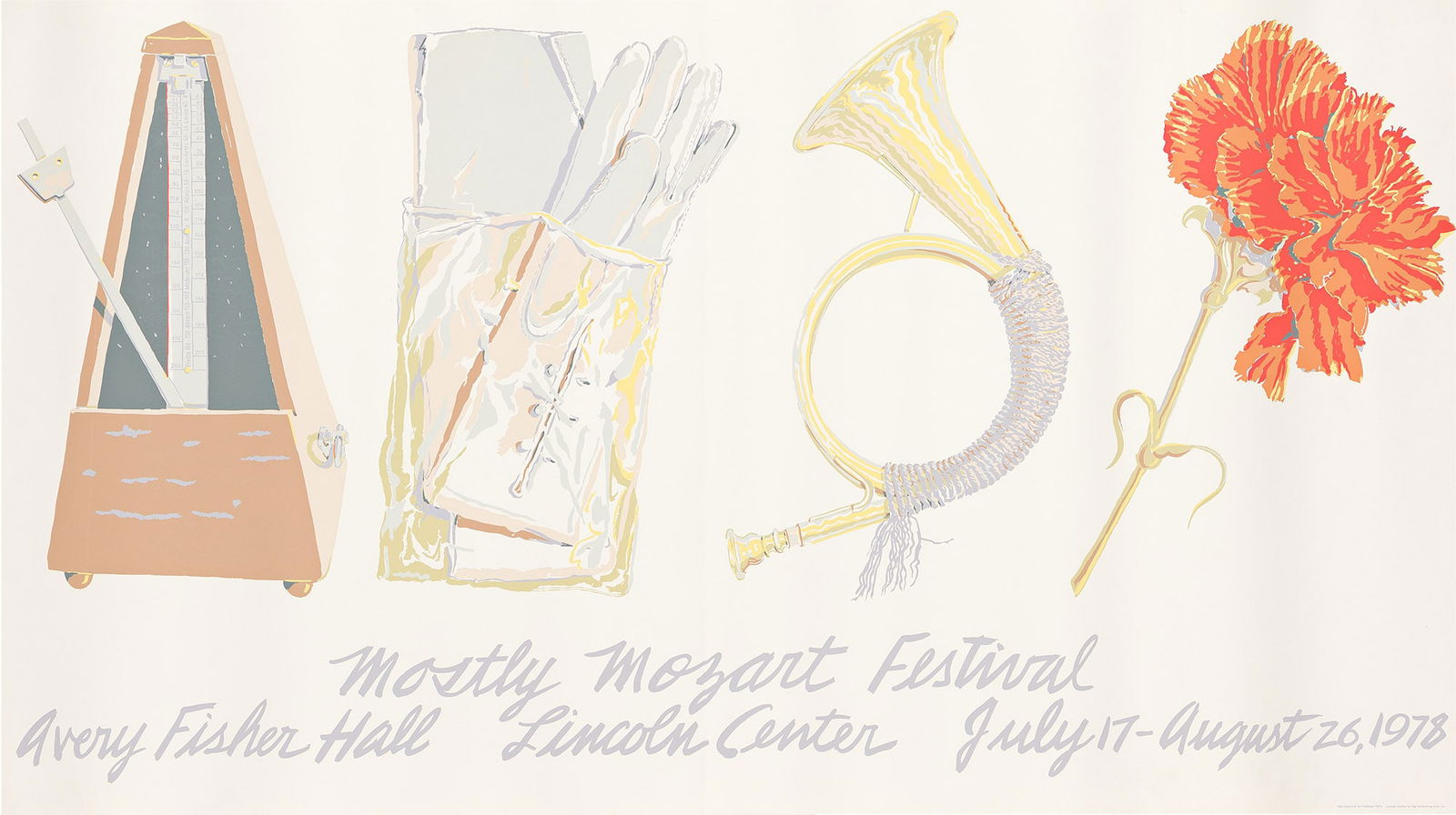 Don Nice. Mostly Mozart Festival / Lincoln Center. 1978. 40¼x72 inches, 102¼x183 cm.: Don Nice1932-2019Mostly Mozart Festival / Lincoln Center. 1978.Condition A: slight rippling in image. Silkscreen. Paper.40¼x72 inches, 102¼x183 cm.