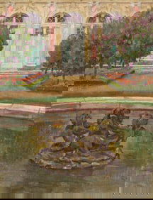 Lili Elbe A View of a Garden fountain with Playing Cherubs (Fountain at Petit Trianon). Circa 1910.