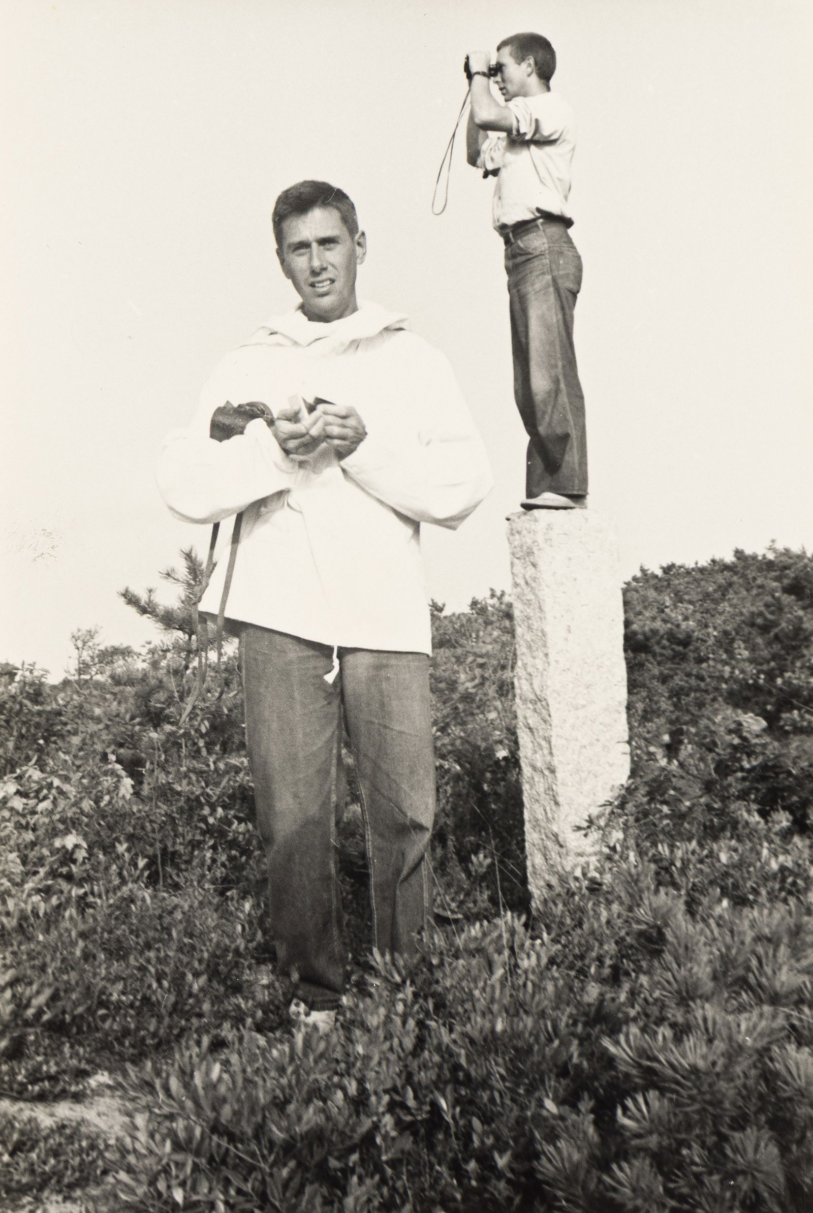 PaJaMa, Paul Cadmus and George Tooker, Provincetown. 1947.: PaJaMa (Paul Cadmus, Jared French, and Margaret French)Paul Cadmus and George Tooker, Provincetown. 1947.Silver printWith the date and notations "P.C. & G.T. Provincetown" in pencil in Paul Cadmus' ha