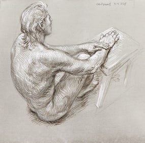 Paul Cadmus Seated Nude (NM 228). Circa 1980s.