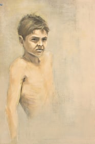 Robert Bliss Study of a Youth, oil on masonite board. Circa 1960s.