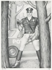Tom of Finland two offset lithographs, signed "Tom." Circa 1980s.