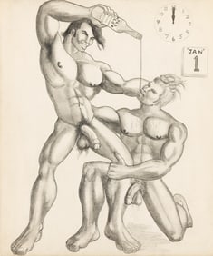 Bill Schmeling / The Hun Torro Calendar, group of 12 graphite drawings. 1969.