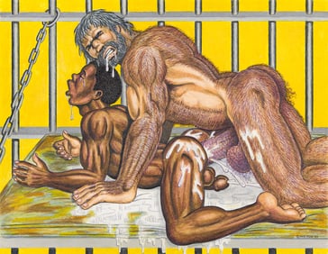 Bill Schmeling / The Hun Untitled (prison scene), mixed media. 1993.