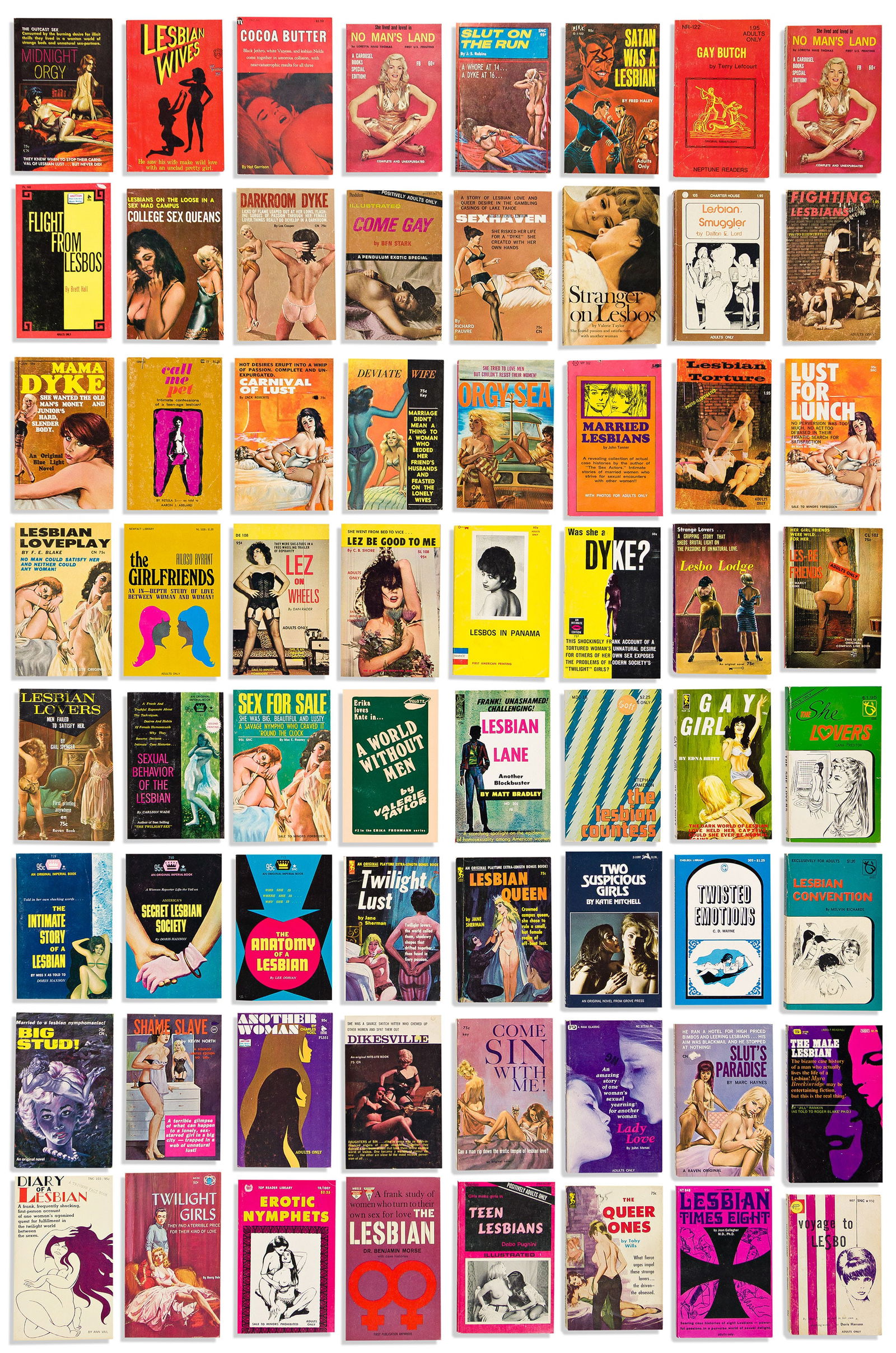 Lesbian-Themed Pulp Fiction & Romances: a Large Group., More than 100 1960s-80s examples of (1 of 2)