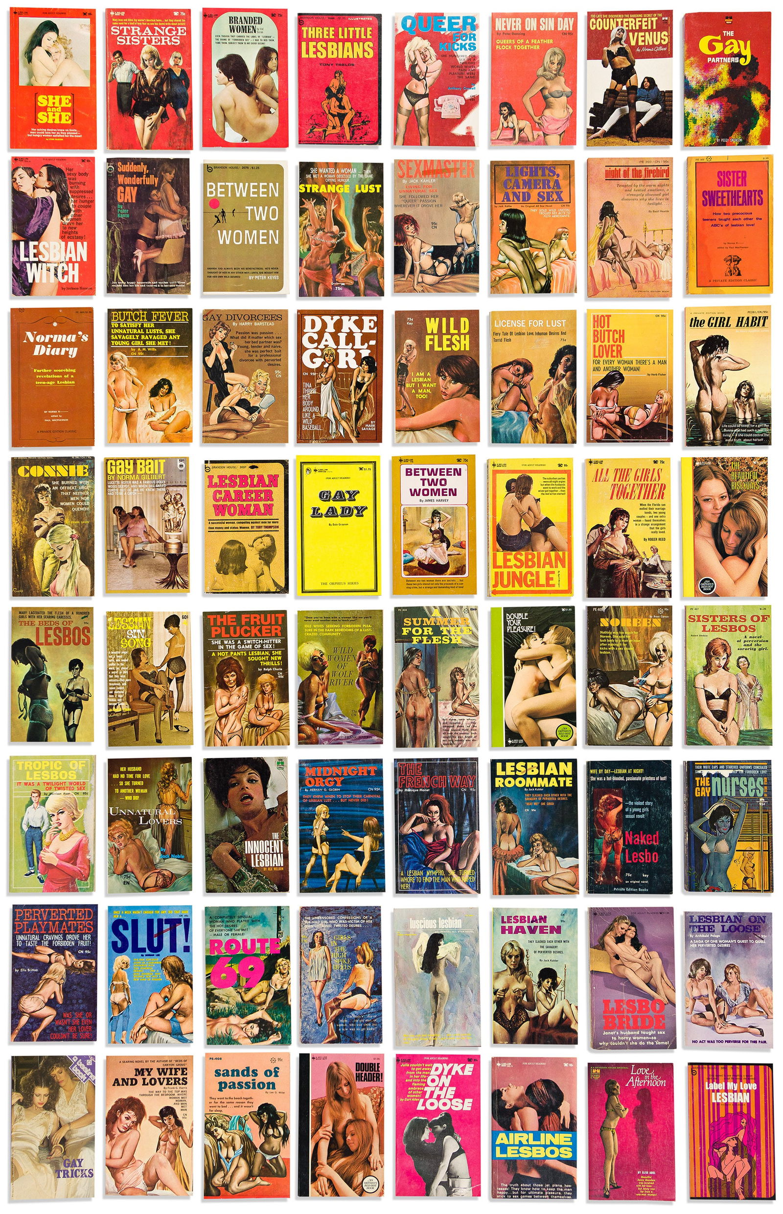 Various artists, [Lesbian-Themed Pulp Fiction & Romances.] 1960s-1980s. (1 of 2)