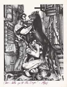 Rex Let's go to the dogs! Signed and inscribed offset lithograph. 1982.