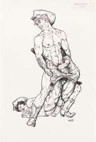 Matt (Charles Krebs) Cowboys two drawings, ink on paper.