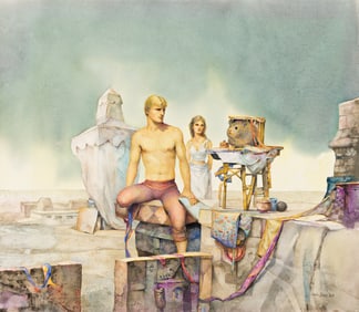 John B. Lear Furry Ambassador, watercolor on board. 1982.