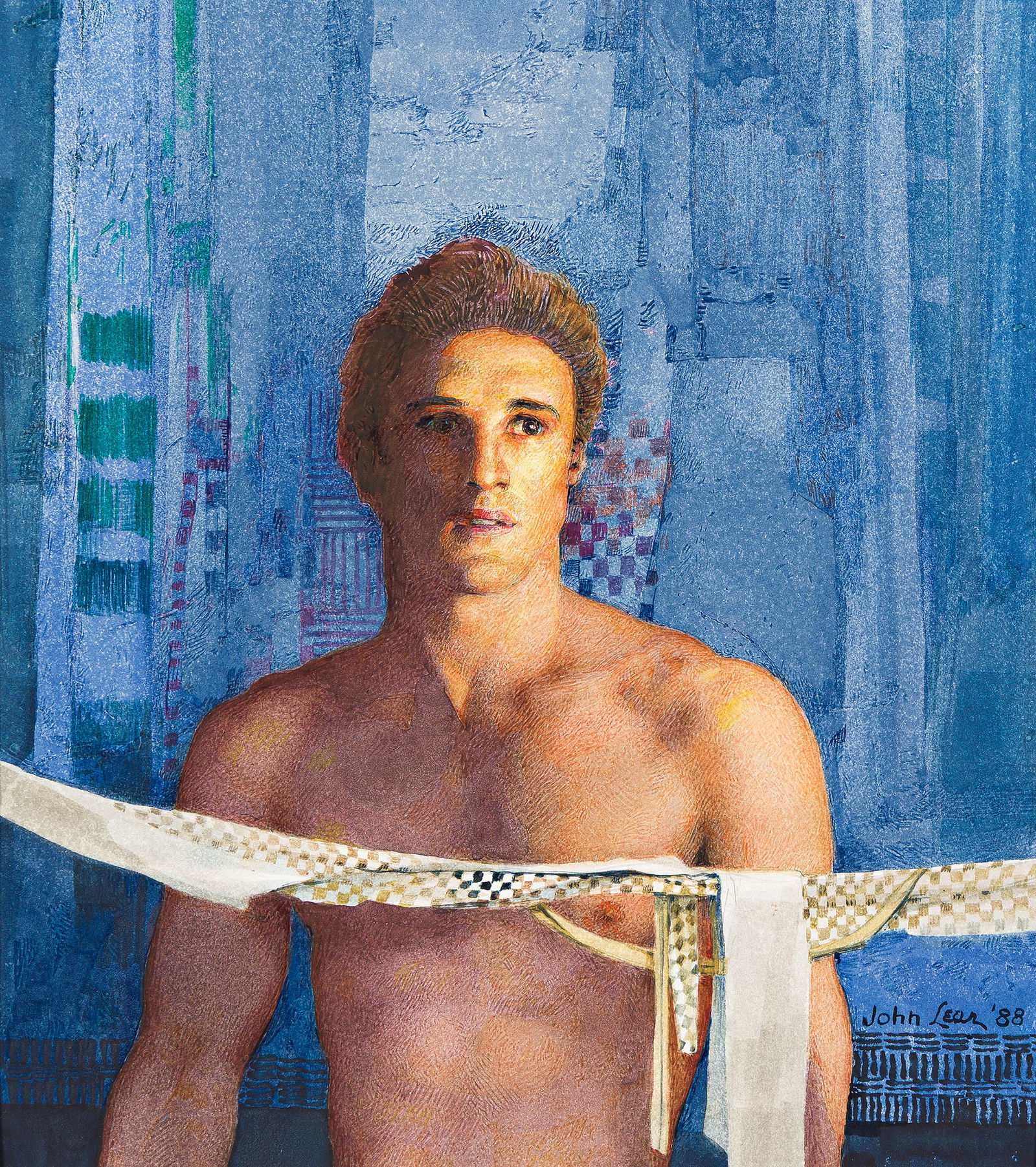 John B. Lear Indigo Mood, watercolor on board. 1988.: John B Jr Lear1910-2008Indigo Mood. 1988.Watercolor on boardSigned and dated in lower right. Gallery label verso.10 x 10 in. (25.4 x 25.4 cm.) Pearl Fox, Philadelphia.Private collection, P