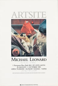 Michael Leonard Artsite, offset lithograph exhibition poster. 1989.