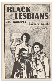 JR Roberts "Black Lesbians: An Annotated Bibliography," with its promotional broadside. 1981.