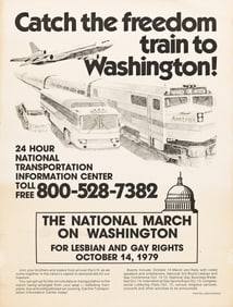 Anonymous Catch the freedom train to Washington poster and button. 1979.
