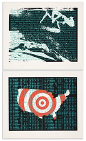 David Wojnarowicz Untitled for ACT UP, two color screenprints. 1990.