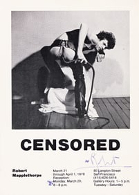 Robert Mapplethorpe Exhibition card for "CENSORED." 1978.