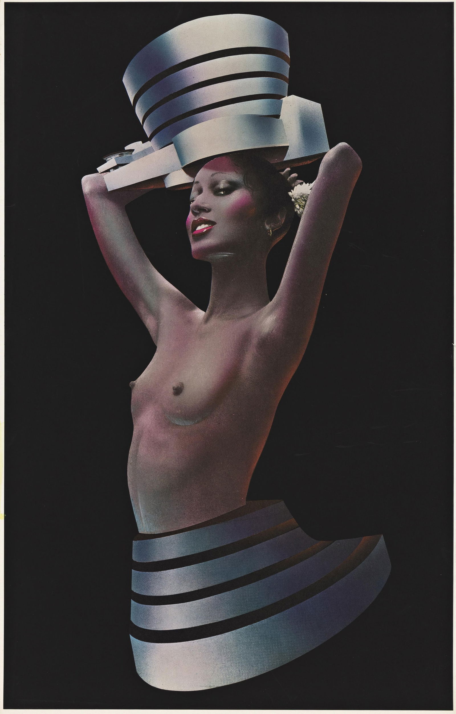 Richard Bernstein Muse (Pat Cleveland), screenprint. 1975.: Richard Bernstein1939-2002Muse (Pat Cleveland). 1975.Silkscreen on paper.Edition of 200.38 1/2 x 24 1/2 in. (97.8 x 62.2 cm.), full margins. The estate of the artist.