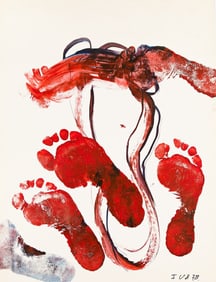 Victor Hugo Red Series: I-V (Six works), mixed media acrylic. 1978.