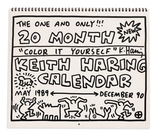 Keith Haring, The One and Only!!! 20 Month New "Color it Yourself" Keith Haring Calendar. 1989.