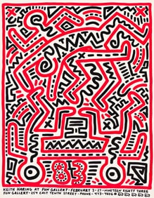 Keith Haring at Fun Gallery, offset lithograph poster. 1983.