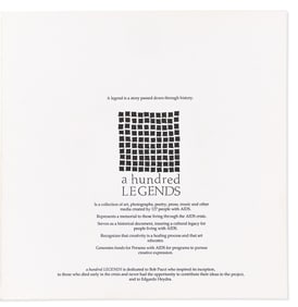 AIDS Activism in Artistic Communities, 1987-1989., Don Ruddy, ed. (d. 1992), A Hundred Legends., New