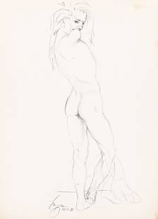 Lorenza Böttner Untitled, pencil on paper. 1982.: Lorenza B&#246;ttner1959-1994Untitled. 1982.Pencil on paperSigned and dated 16-6-82 in pencil, lower right.10 1/2 x 8 in. (26.7 x 20.3 cm.) Gift directly from the artist.Private collection