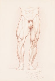 Bruce Kamerling Nude torso, pencil and crayon. 1981.