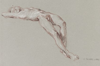J. Palmer Libby Nude model in repose, crayon on paper. 1990.