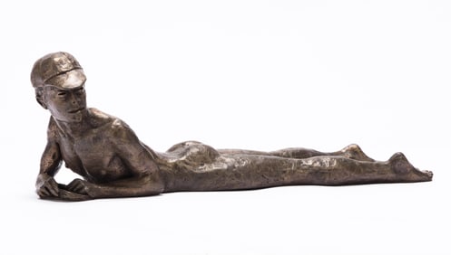 Neil Godfrey Reclining Figure on Stomach, cast bronze resin. Circa 1990.