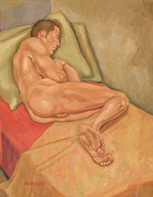 Clement Edgar (Ted) Garrison, Jr. Untitled (Reclining Man), oil on canvas. Circa 1990s.