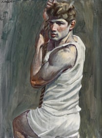 Mark Beard Study for a Gymnast (for the New York Abercrombie & Fitch Store), oil on canvas. Circa