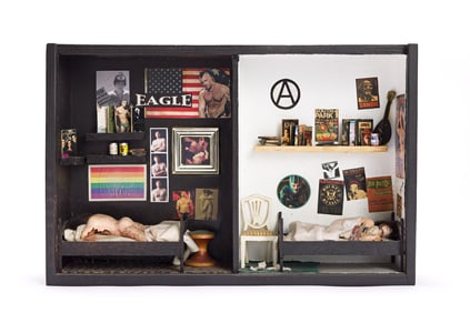 Fernando Carpaneda Boys Room, Mixed media in a wood shadow box. 2011.
