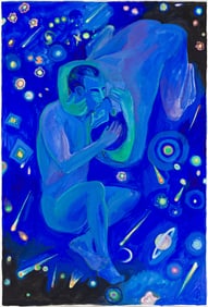 Scott Cousins Cosmic Attraction, gouache on paper. 2025.