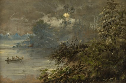 Alfred Boisseau, River Landscape at Twilight.. (1823-1903)