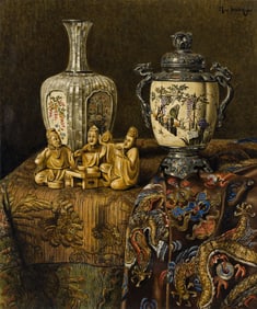Max Schödl, Still Life with Shibayama and Okimono.. (1834-1921)