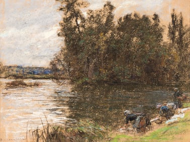 Léon Augustin Lhermitte, Les laveuses de la Marne.. (1844-1925)