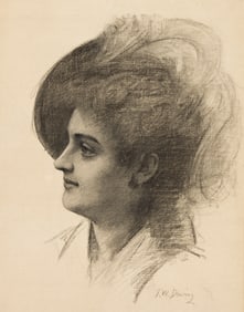 Thomas Wilmer Dewing, Two drawings of Corinne Boyd Dillon.. (1851-1938)