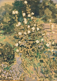 Jane Peterson, Hollyhocks in a Garden.. (1876-1965)