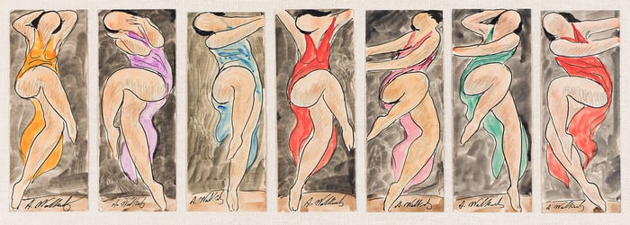 Abraham Walkowitz, Seven watercolors of Isadora Duncan.. (1878-1965)