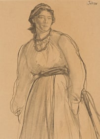 Augustus John, Three Quarter Length Drawing of Peasant Woman.. (1878-1961)
