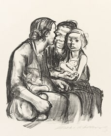 Käthe Kollwitz, Zwei schwatzende Frauen mit zwei Kindern.. (1867-1945)