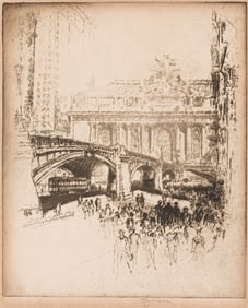 Joseph Pennell, The Approach to the Grand Central, New York, etching, 1919.