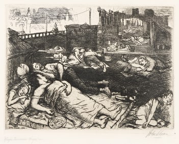 John Sloan, Roofs, Summer Night, etching, 1906.