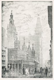 Leon Dolice, Old Madison Square Garden, etching and aquatint, 1924.
