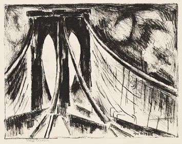 Max Weber, Brooklyn Bridge, lithograph, 1928.