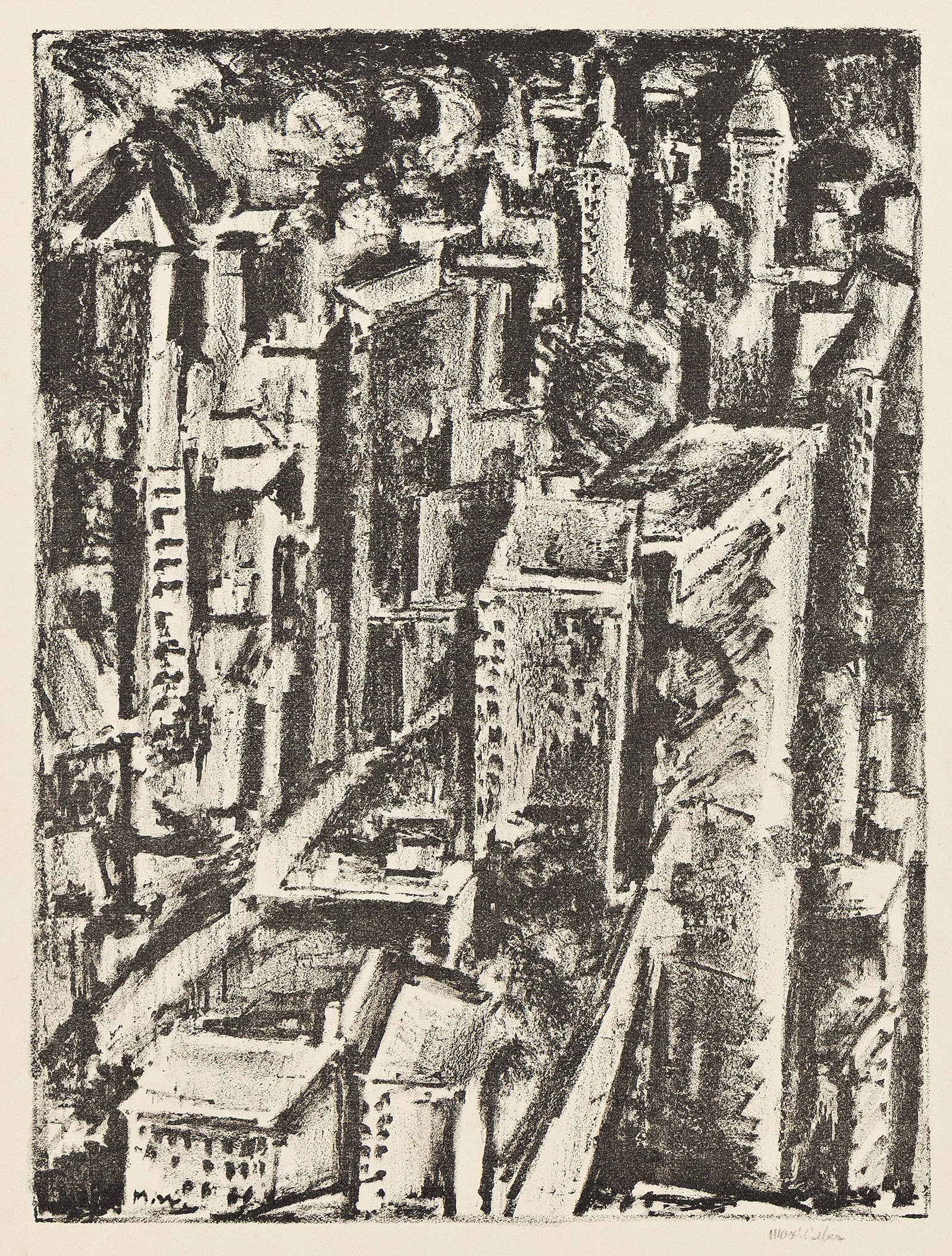 Max Weber, New York, lithograph, 1928.: Max Weber 1881-1961 New York. 1928. Lithograph Edition of 30. Signed in pencil, lower right. 9 1/4 x 7 in. (23.5 x 17.8 cm.) full margins Provenance: Notes: Rubenstein 69. Condition: Please contac