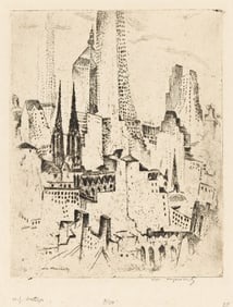 William Meyerowitz, New York Interpretation, etching, circa 1930.