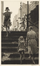 Martin Lewis, Subway Steps, drypoint, 1930.