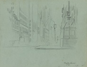 Martin Lewis, Study for "Shadow Dance," pencil on green paper, circa 1930.