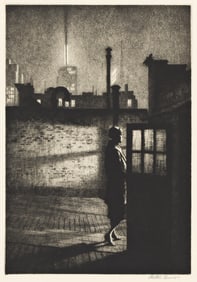 Martin Lewis, Little Penthouse, drypoint, 1931.